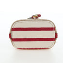 PRADA Chain Shoulder Pouch Canvas Red Gold Auth LN218M-5