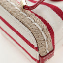 PRADA Chain Shoulder Pouch Canvas Red Gold Auth LN218M-15