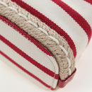 PRADA Chain Shoulder Pouch Canvas Red Gold Auth LN218M-17