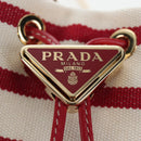 PRADA Chain Shoulder Pouch Canvas Red Gold Auth LN218M-18