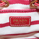 PRADA Chain Shoulder Pouch Canvas Red Gold Auth LN218M-20