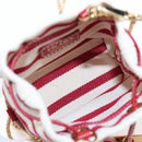 PRADA Chain Shoulder Pouch Canvas Red Gold Auth LN218M-10