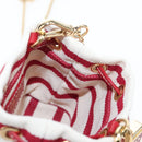PRADA Chain Shoulder Pouch Canvas Red Gold Auth LN218M-21