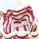 PRADA Chain Shoulder Pouch Canvas Red Gold Auth LN218M-22