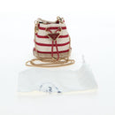 PRADA Chain Shoulder Pouch Canvas Red Gold Auth LN218M-12