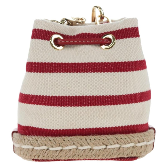 PRADA Chain Shoulder Pouch Canvas Red Gold Auth LN218M