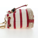 PRADA Chain Shoulder Pouch Canvas Red Gold Auth LN218M-3