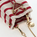 PRADA Chain Shoulder Pouch Canvas Red Gold Auth LN218M-6