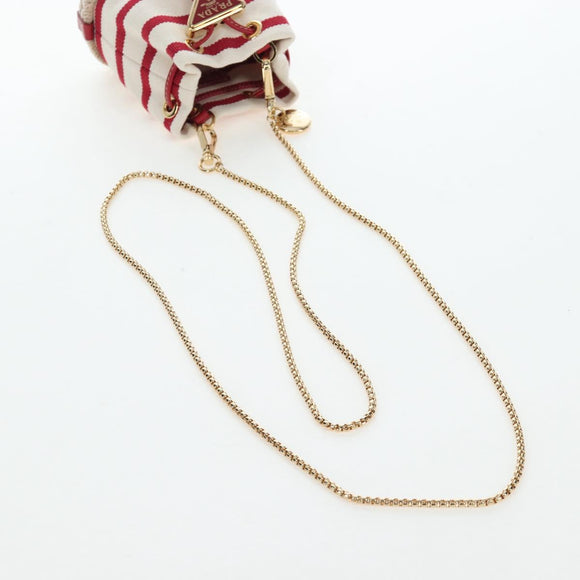 PRADA Chain Shoulder Pouch Canvas Red Gold Auth LN218M