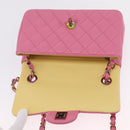 CHANEL Mini Matelasse 20 Chain Shoulder Bag Lamb Skin Pink Gold CC Auth LN219SAM-16