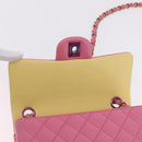 CHANEL Mini Matelasse 20 Chain Shoulder Bag Lamb Skin Pink Gold CC Auth LN219SAM-17