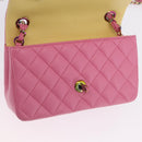 CHANEL Mini Matelasse 20 Chain Shoulder Bag Lamb Skin Pink Gold CC Auth LN219SAM-18