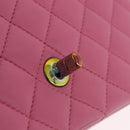 CHANEL Mini Matelasse 20 Chain Shoulder Bag Lamb Skin Pink Gold CC Auth LN219SAM-20