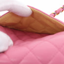 CHANEL Mini Matelasse 20 Chain Shoulder Bag Lamb Skin Pink Gold CC Auth LN219SAM-28