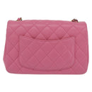 CHANEL Mini Matelasse 20 Chain Shoulder Bag Lamb Skin Pink Gold CC Auth LN219SAM-3