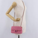 CHANEL Mini Matelasse 20 Chain Shoulder Bag Lamb Skin Pink Gold CC Auth LN219SAM-31