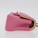 CHANEL Mini Matelasse 20 Chain Shoulder Bag Lamb Skin Pink Gold CC Auth LN219SAM-4