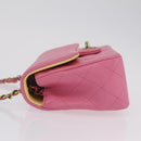 CHANEL Mini Matelasse 20 Chain Shoulder Bag Lamb Skin Pink Gold CC Auth LN219SAM-5