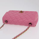 CHANEL Mini Matelasse 20 Chain Shoulder Bag Lamb Skin Pink Gold CC Auth LN219SAM-6
