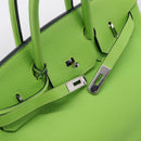 HERMES Birkin 35 Hand Bag Taurillon Leather Green Silver Auth LN220SM-24