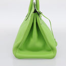 HERMES Birkin 35 Hand Bag Taurillon Leather Green Silver Auth LN220SM-3