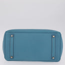 HERMES Birkin 35 Hand Bag Taurillon Leather Turquoise Blue Silver Auth LN221SM-6