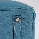 HERMES Birkin 35 Hand Bag Taurillon Leather Turquoise Blue Silver Auth LN221SM-16