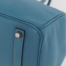 HERMES Birkin 35 Hand Bag Taurillon Leather Turquoise Blue Silver Auth LN221SM-18