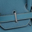 HERMES Birkin 35 Hand Bag Taurillon Leather Turquoise Blue Silver Auth LN221SM-21