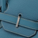 HERMES Birkin 35 Hand Bag Taurillon Leather Turquoise Blue Silver Auth LN221SM-22