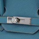 HERMES Birkin 35 Hand Bag Taurillon Leather Turquoise Blue Silver Auth LN221SM-23