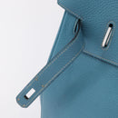 HERMES Birkin 35 Hand Bag Taurillon Leather Turquoise Blue Silver Auth LN221SM-26