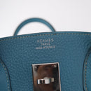 HERMES Birkin 35 Hand Bag Taurillon Leather Turquoise Blue Silver Auth LN221SM-31