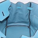 HERMES Birkin 35 Hand Bag Taurillon Leather Turquoise Blue Silver Auth LN221SM-32