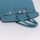 HERMES Birkin 35 Hand Bag Taurillon Leather Turquoise Blue Silver Auth LN221SM-7