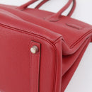 HERMES Star Mark Birkin 30 Hand Bag Taurillon Leather Red Silver Auth LN222SM-18