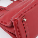 HERMES Star Mark Birkin 30 Hand Bag Taurillon Leather Red Silver Auth LN222SM-19