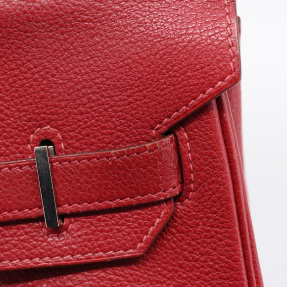 HERMES Star Mark Birkin 30 Hand Bag Taurillon Leather Red Silver Auth LN222SM