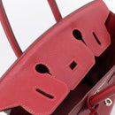 HERMES Star Mark Birkin 30 Hand Bag Taurillon Leather Red Silver Auth LN222SM-25