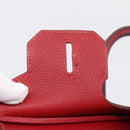 HERMES Star Mark Birkin 30 Hand Bag Taurillon Leather Red Silver Auth LN222SM-26