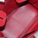 HERMES Star Mark Birkin 30 Hand Bag Taurillon Leather Red Silver Auth LN222SM-9