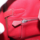 HERMES Star Mark Birkin 30 Hand Bag Taurillon Leather Red Silver Auth LN222SM-32