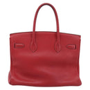 HERMES Star Mark Birkin 30 Hand Bag Taurillon Leather Red Silver Auth LN222SM-2