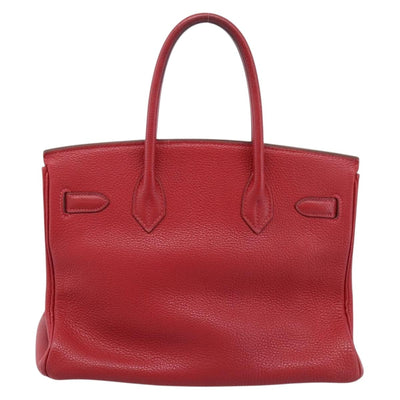 HERMES Star Mark Birkin 30 Hand Bag Taurillon Leather Red Silver Auth LN222SM - 0