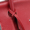 HERMES Star Mark Birkin 30 Hand Bag Taurillon Leather Red Silver Auth LN222SM-36