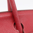 HERMES Star Mark Birkin 30 Hand Bag Taurillon Leather Red Silver Auth LN222SM-8