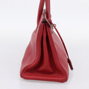 HERMES Star Mark Birkin 30 Hand Bag Taurillon Leather Red Silver Auth LN222SM-3