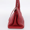 HERMES Star Mark Birkin 30 Hand Bag Taurillon Leather Red Silver Auth LN222SM-4