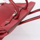 HERMES Star Mark Birkin 30 Hand Bag Taurillon Leather Red Silver Auth LN222SM-14