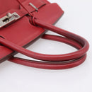 HERMES Star Mark Birkin 30 Hand Bag Taurillon Leather Red Silver Auth LN222SM-6